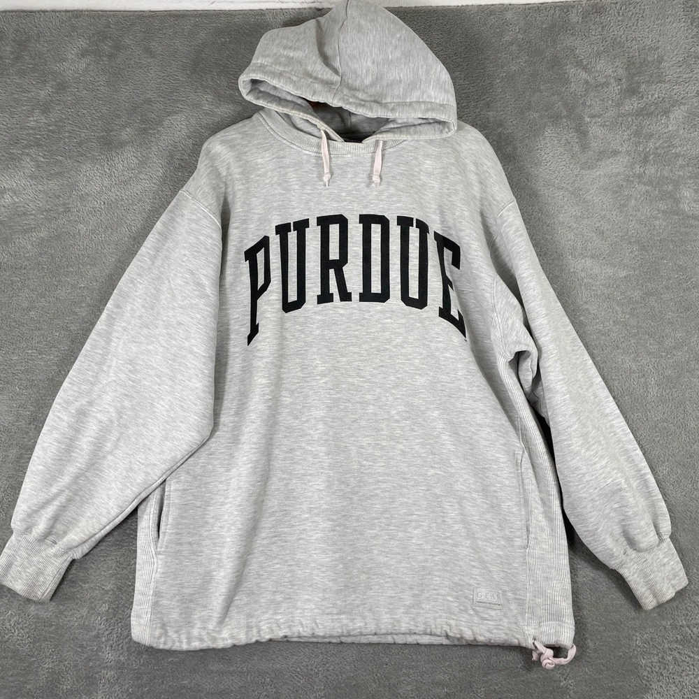 Vintage Purdue Hoodie Mens XL Gray Pullover Sweatshirt Gear for Sports‎ College